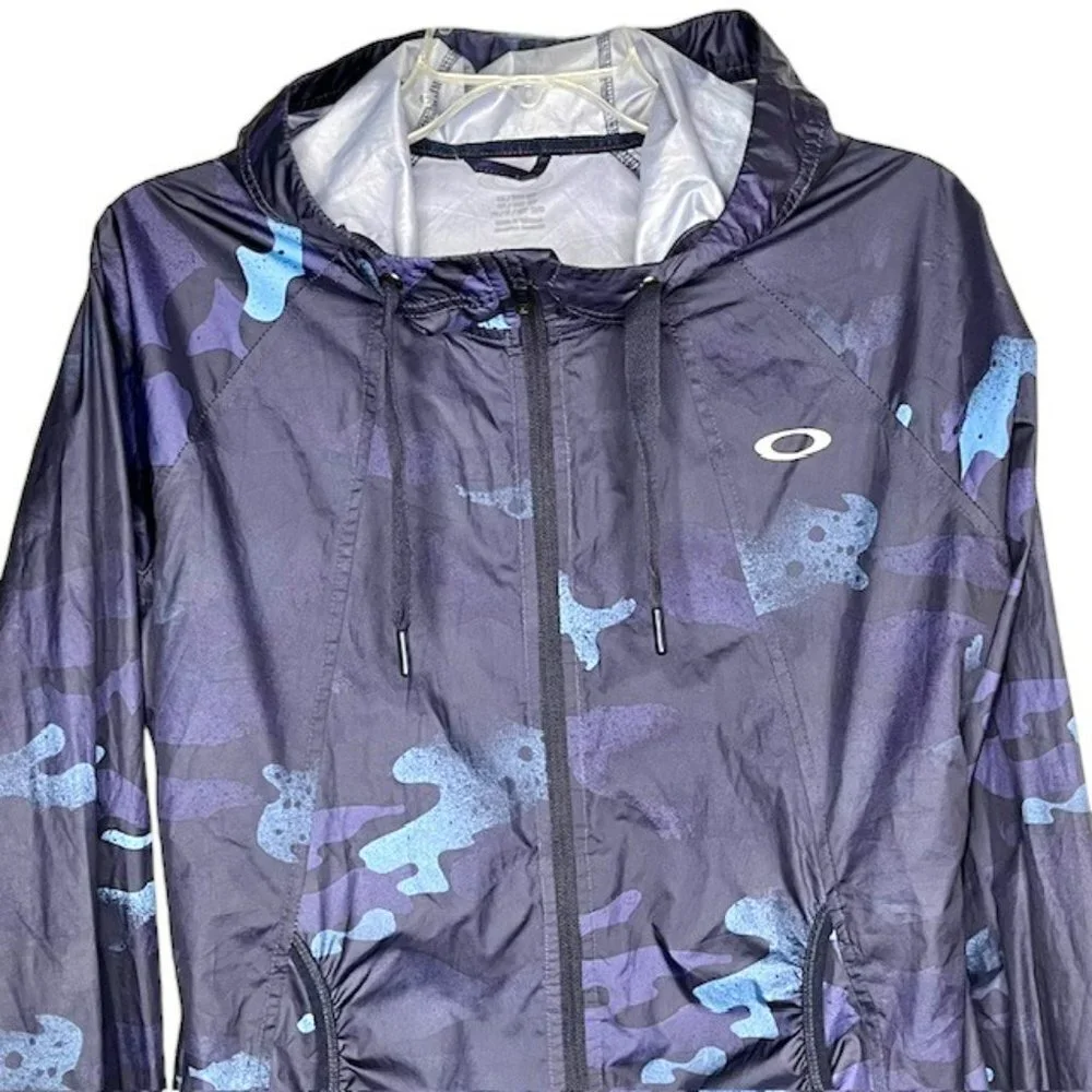 Oakley Hydrofree Tech Wind/Rain Camo Print Jacket - Navy Blue - S - Picture 2 of 9